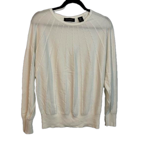 Tahari Cable Knit Long Sleeve Crew Neck Lightweight Sweater in size XL - Picture 3 of 7